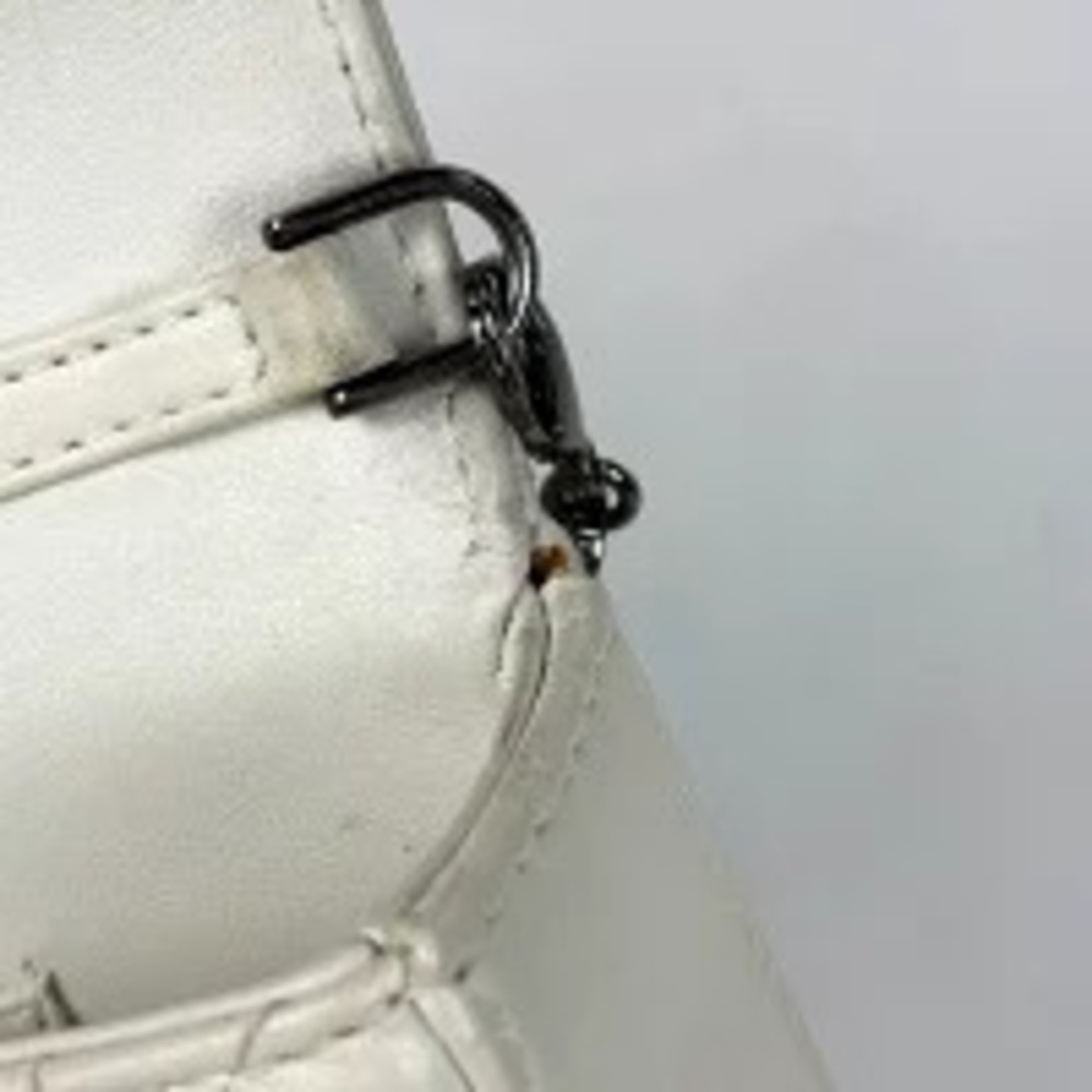 Christian Dior Cannage Chain Shoulder Bag Clutch Leather White - Picture 7 of 7